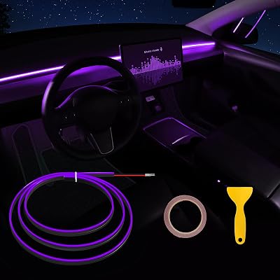 Acrylic Interior Car LED Strip Light with 6mm Sewing Edge - 43.3 inches Ambient Lighting Kits, Neon LED Strip Light110CM43.3IN, Purple