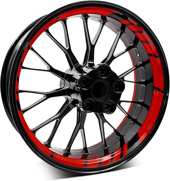 Set of 18 Wheel Rim Stickers for Motorcycle Car Rims Design Complete Set Rim Stickers for 15 Inch 16 Inch 17 Inch 18 Inch MR020 (07 Carmine Red)