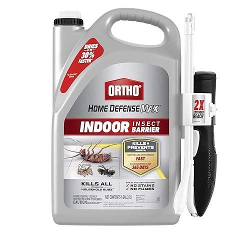 Ortho Home Defense Max Indoor Insect Barrier, Wand, 1 gal. | Ready-To-Use Home Bug Killer with Extended Reach Comfort Wand, Kills Ants, Roaches, Spiders, Fleas and Ticks
