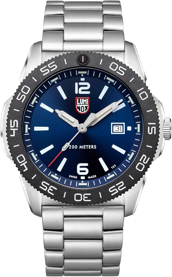 Luminox Pacific Diver XS.3123 Mens Watch 44mm - Military Dive Watch in Silver/Blue Date Function 200m Water Resistant Sapphire Glass, Black, Diver