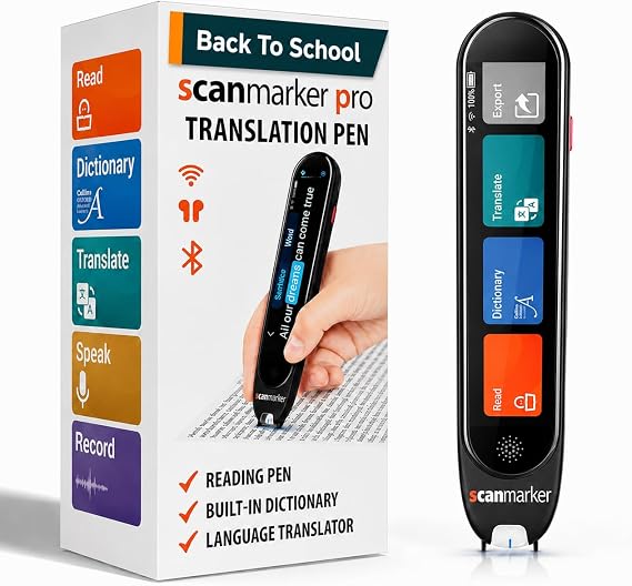Scanmarker Pro | Translation Pen & Reading Pen for Kids & Adults | Assistance Tools & Language Translation Device for Losis, Reading Support, Language Learners | 100 Language Translation Pen