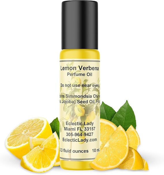 Eclectic Lady Lemon Verbena Perfume Oil, 0.3 Oz Portable Roll-On Fragrance, Daily Use