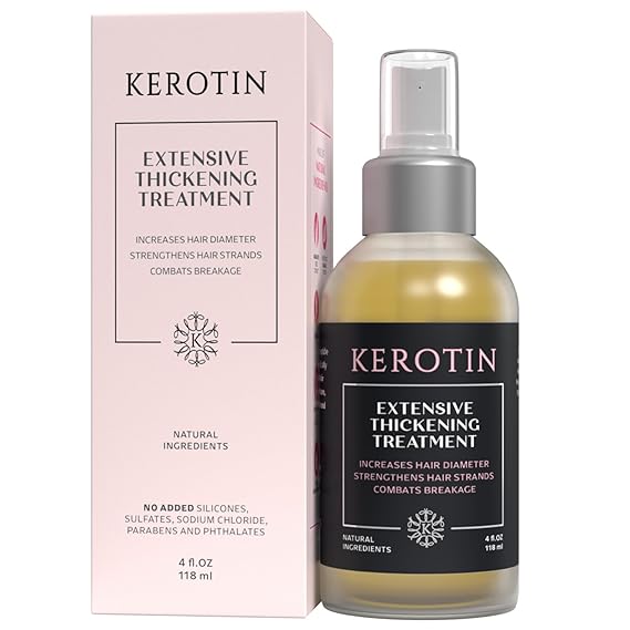 Kerotin Extensive Thickening Treatment Spray for Fine and Thin Hair - Spray I Hair Diameter Booster and Heat Protectant. All-natural, Cruelty and Alcohol-Free, Made in the USA. (1)