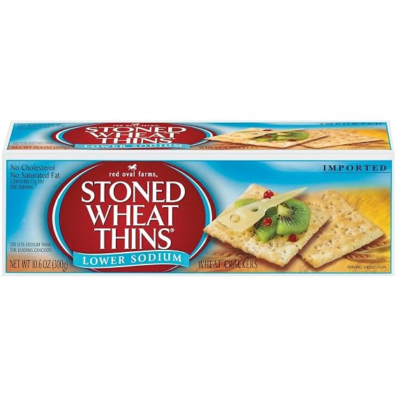 Red Oval Farms, Stoned Wheat Thins, Low Sodium, 10.6oz Box (Pack of 4)
