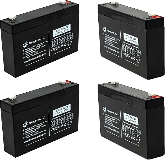 Battery Hawk (4 Pack) UB670 ELB-0607 SLA6V7 Lead Acid 6V WP7-6 EMB-0606 Sealed for Exit Sign Emergency Light BAT67 7AH SLA