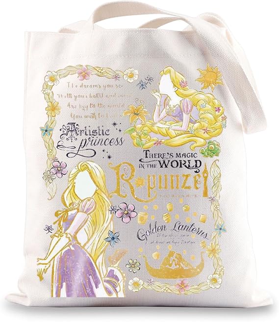 BWWKTOP Princess Tote Bag Princess Lover Gifts Princess Canvas Shoulder Bag Princess Shopping Bag Fairy Tales Fans Gift