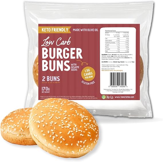 Keto-Pro Keto Bread Rolls | 1.5g Carb Per Roll | Soft Low Carb Bread Buns For Burgers & Sandwiches | Gluten Free Keto Rolls | 2 Pack