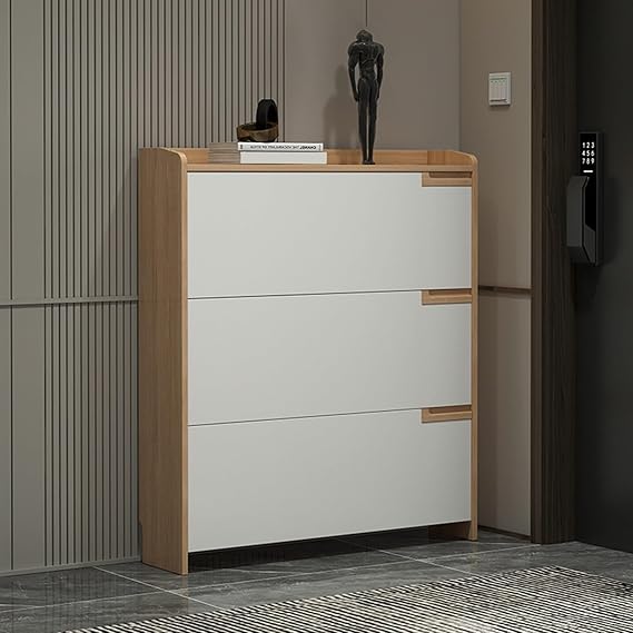 Shoe Storage Cabinet, Freestanding Shoe Cabinet with 3 Flip Drawers, Vertical Storage Shelf for Sneakers, Boots & Heels, Ideal for Entryway & Hallway Organization