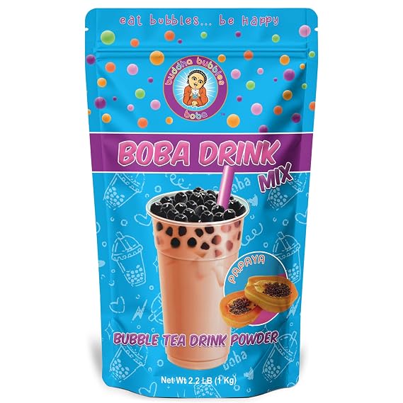 Premium PAPAYA Boba/Bubble Tea Drink Mix Powder By Buddha Bubbles Boba (2.2 Pounds / 1 Kg)