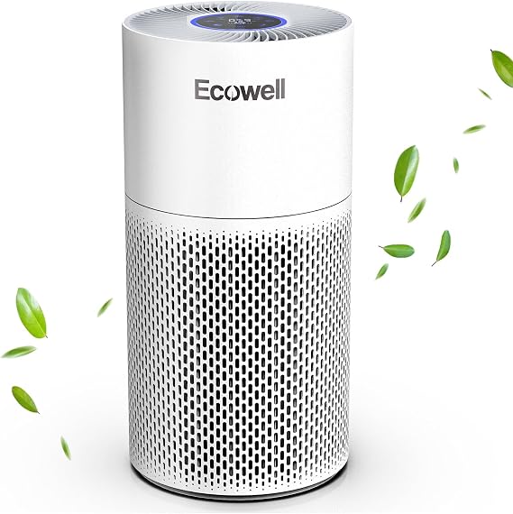 Air Purifiers for Home Large Room with Air Quality Sensor, Covers Up to 1640 Sq Ft, HEPA Filter, 360Air Intake, Remove 99.97% Mold, Pet Dander, Dust, Odor, Smoke, ECOWELL Model: EAP360, White