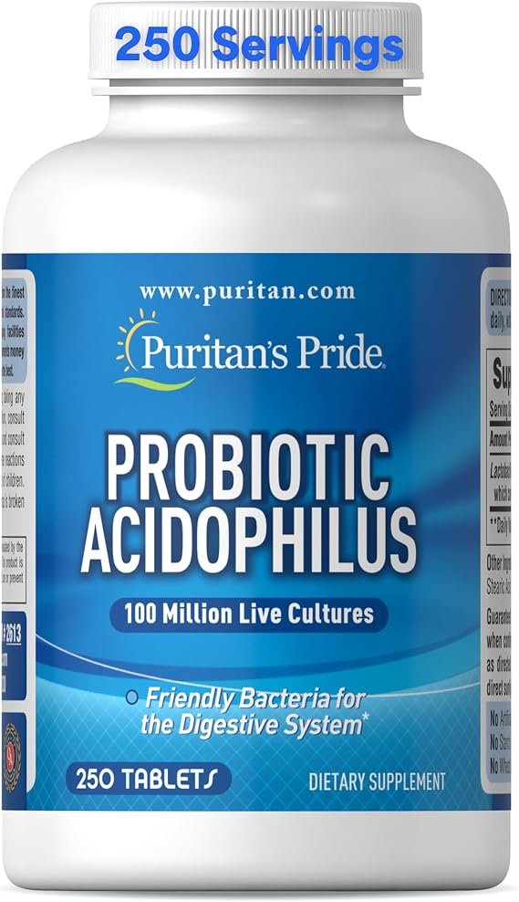 Puritan's Pride Daily Probiotic Acidophilus, 8 Month Supply, 250 Tablets