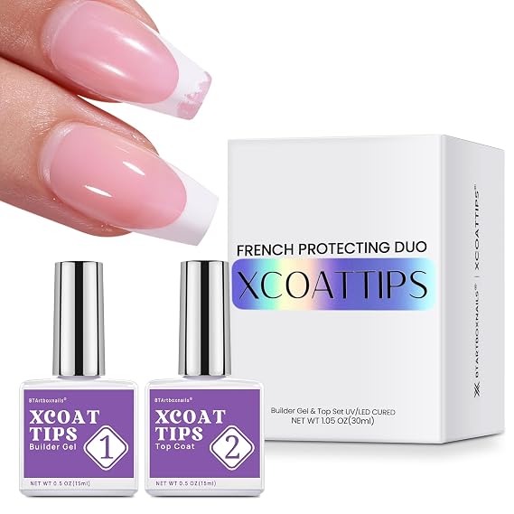 BTArtboxnails XCOATTIPS French Protection DUO - Builder Gel, Top Coat, 15ML