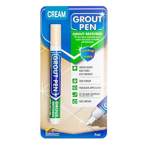 Grout Pen - Designed for restoring tile grout in bathrooms & kitchens (Cream)