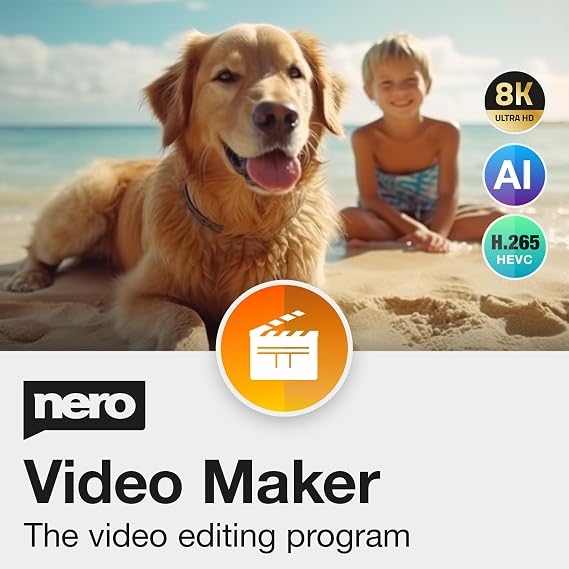 Nero Video Maker | Video Editing Software | Create & Edit Videos & Slideshows | 8K, 4K, Full HD | AI-Powered | Lifetime License | 1 PC | Windows 11/10/8/7