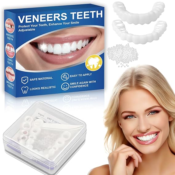 Cosmetic Snap On Teeth Veneers for Women & Men, Moldable Temporary Smile Kit