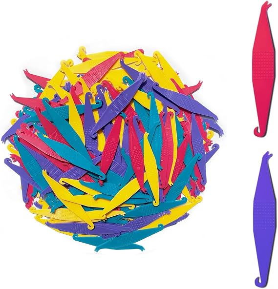 OBTANIM 100pcs Colorful Disposable Plastic Braces Rubber Bands Placer Tool Braces for Orthodontic