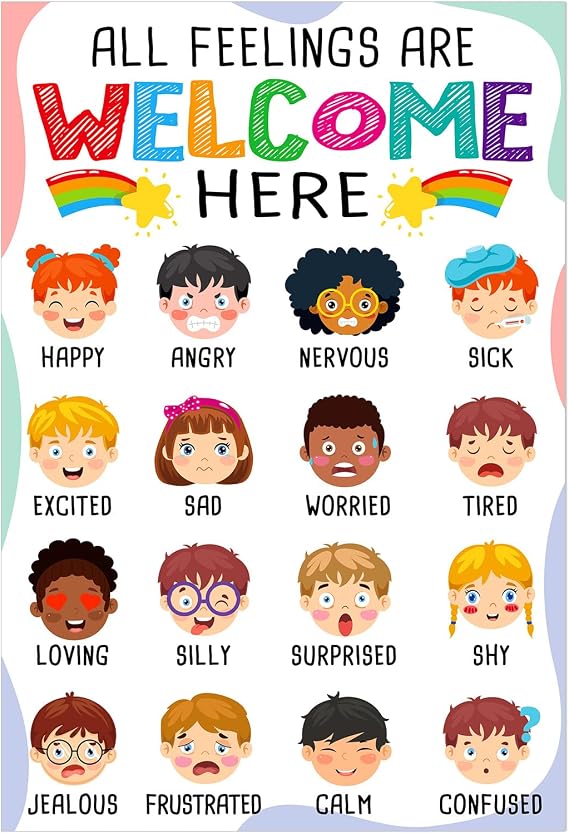 FLYAB Feelings Chart for Kids Toddlers - 11x16 Feeling Poster for Classroom