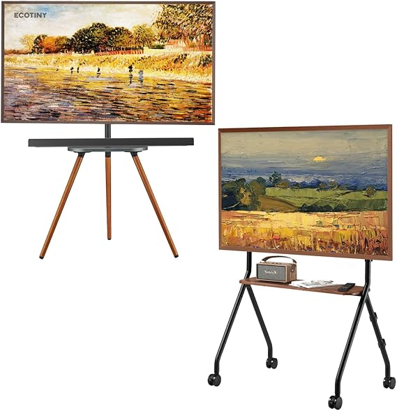 Tripod Easel TV Stand for 40 to 80 Inch LCD LED OLED Screen, Portable Corner TV Floor Stand with Rolling Cart