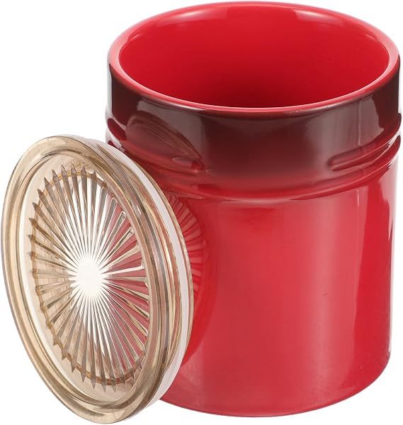 Mikinona Ceramic Canister Airtight Tea Jar for Loose Leaf Tea Coffee Storage and Sugar Container Kitchen Countertop Jar for Bulk Food Storage French Style Decorative Container