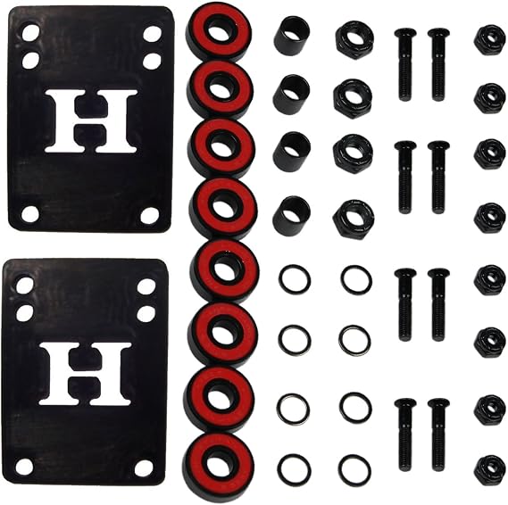 Amphetamine Skateboard Hardware Refresh Kit - ABEC 5 Bearings, Risers, 1" Hardware, Nuts