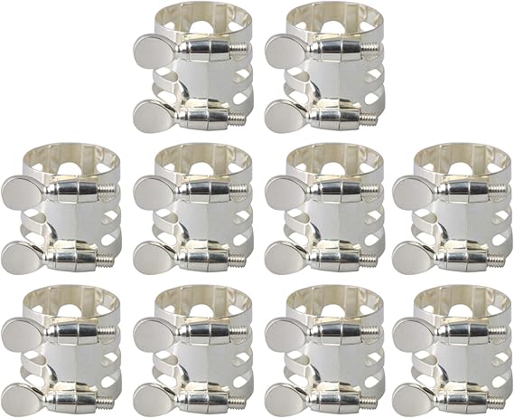 Etfbuy Nickel-plated Silver Clarinet Mouthpiece Ligature Compatible with B Flat Clarinet Set of 10