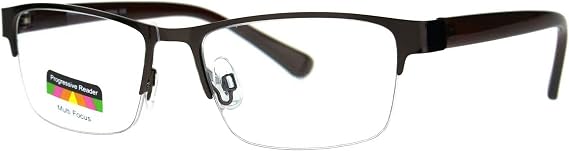 Multi Focus Progressive Reading Glasses 3 Powers in 1 Reader Rectangle Half Rim