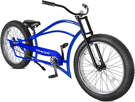 Tracer Siena Beach Cruiser Bike for Adults 26/29 Inch Chopper Stretch Bike with Wheels Fat Tire Hi Ten Steel Frame 1/3/7 Speed Complete Cruiser Bike Multiple Colors