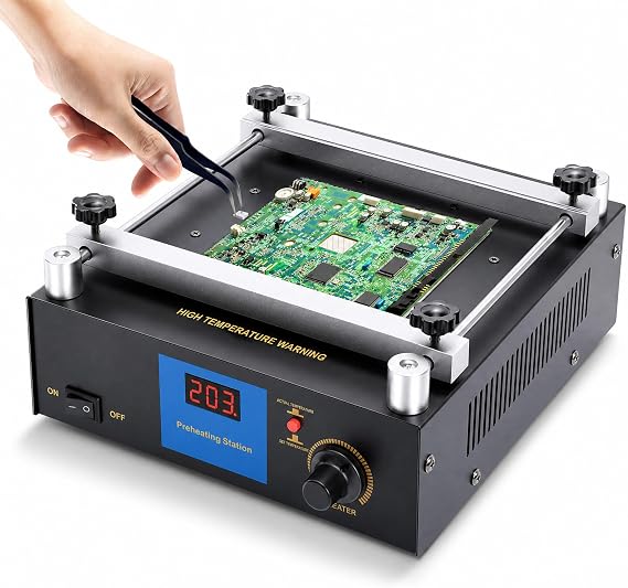 Preheating Rework Station, 110V 450W SMD PCB Preheater BGA Rework Station Preheating Oven Station lnfrared Preheating Station Hot Plate Preheating Oven Welder (4.72''x4.72'' Heating Area)