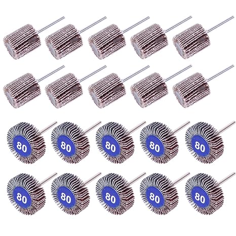 20PCS Abrasive Flap Wheel Sander 80 Grit 1/8" Shank Diameter 32mm 3/8" Thick and 1" Abrasive Sandpaper Flap Sanding Wheel Grinding Head Rotary Tool for Grinding and Polishing
