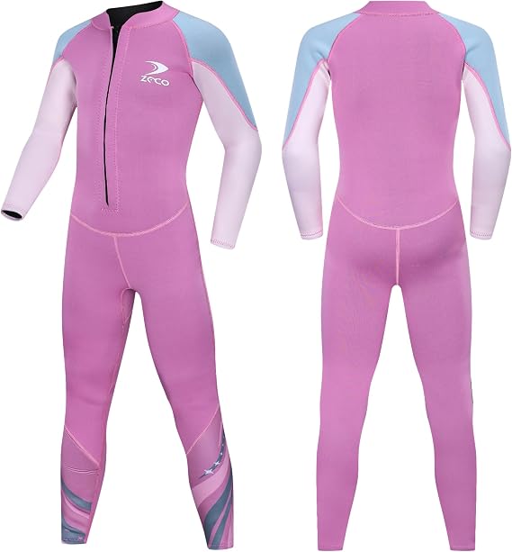 ZCCO Kids Wetsuit,2.5mm Neoprene Diving Suit for Teens,Full Body Swimsuit for Boys and Girls,Long Sleeve One Piece Wet Suit Perfect for Swimming, Surfing, and Water Sports