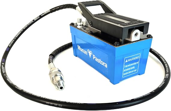 Air Hydraulic Foot Pump, 10000 PSI 0.45 Gal Reservoir, NPT 1/4" Inlet NPT 3/8" Outlet, 6.6 Ft Hose, Pneumatic Hydraulic Pump, Blue