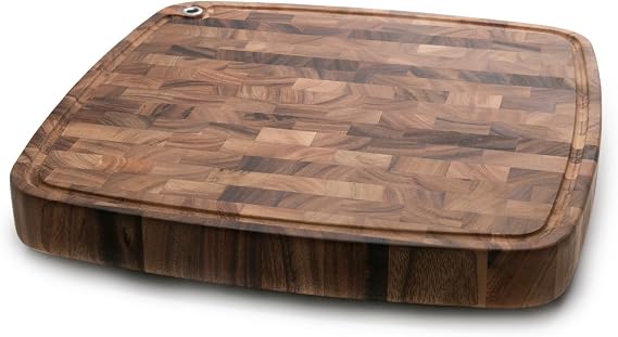 Ironwood Acacia Wood Cutting Board With Juice Channel, Carolina Prep Board | Large 18" x 18" x 3" Cutting Board | Beautiful Acacia Wood End Grain Construction | 3 Inch Thick Butcher Block Cutting Board