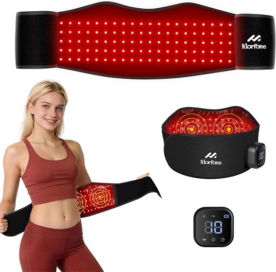 Cordless Red Light Therapy Belt for Body with Heat Vibration 660nm & 850nm