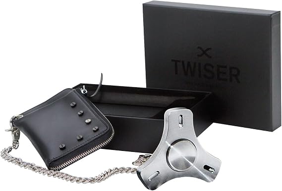 Twiser Edge Premium Fidget Spinner| 100% Stainless-Steel| 4-6 Minutes Silent Spin Time| BONUS - 1 Wallet Case with [Card Holder & Pocket Chain] + 1 Luxury Gift Box| Unique 3 Pack