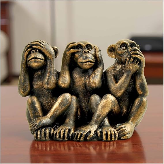 3 Wise Monkeys Statue, See Hear Speak No Evil Figurine, 7.49 cm