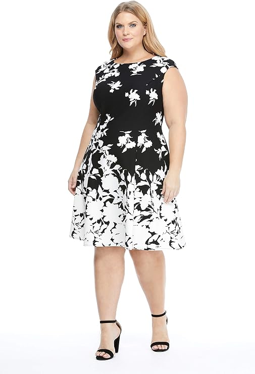 London Times Women's London Times Dresses Cap Sleeve Fit and Flare - Elegant Summer Cocktail Graduation Garden Party Wedding Guest Dress
