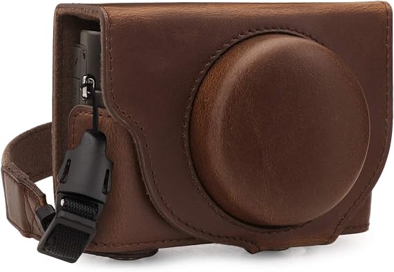 MegaGear MG1731 Ever Ready Leather Camera Case Compatible with Sony Cyber-Shot DSC-RX100 VII - Dark Brown