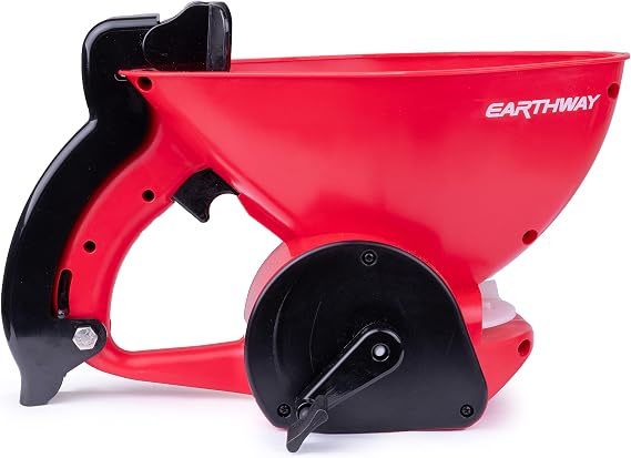 EarthWay 16014 LB Red Ergonomic Hand Spreader with Built-in Ergonomic Armrest and Trigger for Comfort and Adjustable Reel Control and Sealed Gearbox and High-Speed Crank