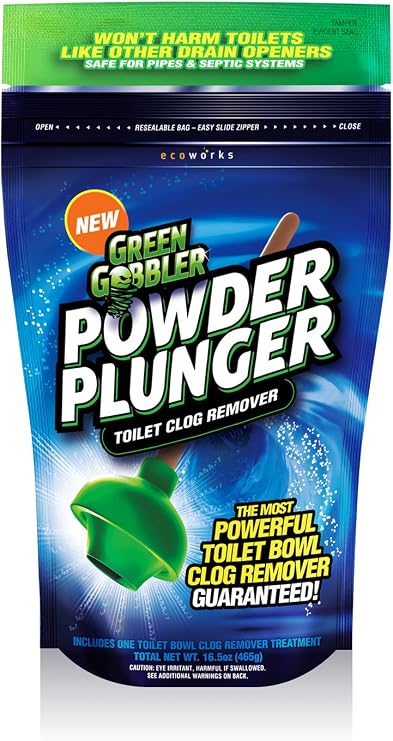Green Gobbler POWDER PLUNGER Toilet Clog Remover by Green Gobbler