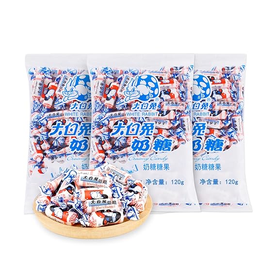3-Pack Large White Rabbit Milk Candy,Toffee,Nostalgic Chinese Sweet Dessert,Perfect for Snacking, Sharing with Friends/Family, Gifting for Holidays & Special Occasions(360g/12.69oz)