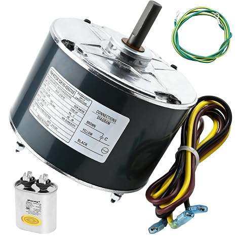 Condenser Motor Replaces Carrier # 5KCP39EGS070S, HC39GE237, 5KCP39EGY823S, Genteq GE3905, Dayton 6DLL0, Bryant Payne HC39GE234A etc AC/Air Conditioner, 1/4HP 1100 RPM with Capacitor,