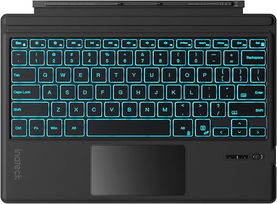 Inateck for Surface Pro 7 Keyboard with Precision Touchpad, Bluetooth 5.3, 7-Color Backlight, Compatible with Surface Pro 7/7+/6/5/4, KB02027 Black