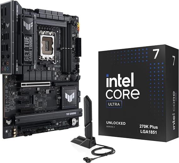 Micro Center CPU Motherboard Combo -Intel Core Ultra 7 270K Plus 24 cores up to 5.5 GHz Desktop Processor with Tuf Gaming Z890-Plus WiFi LGA 1851 ATX Motherboard