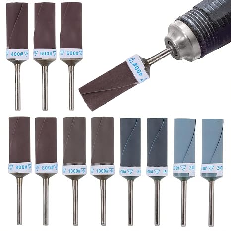 12pcs 400-2000 Grit Sanding Drums for Dremel Rotary Tool