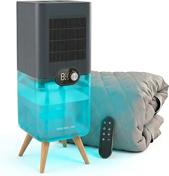DREAMORA Luna - Water-Cooled Bed Cooling System - Quiet & Compact Mattress Cooler for Deep, Restorative Sleep - Dual-Sided Pad Precise Temperature Control