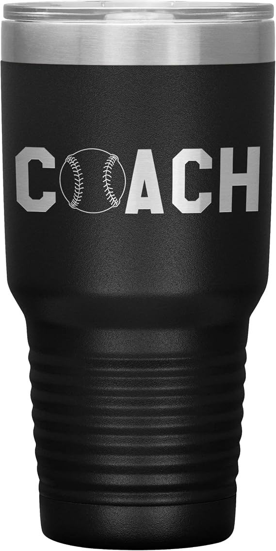 Softball Coach Tumbler - 30oz Engraved Stainless Steel Cup - Black