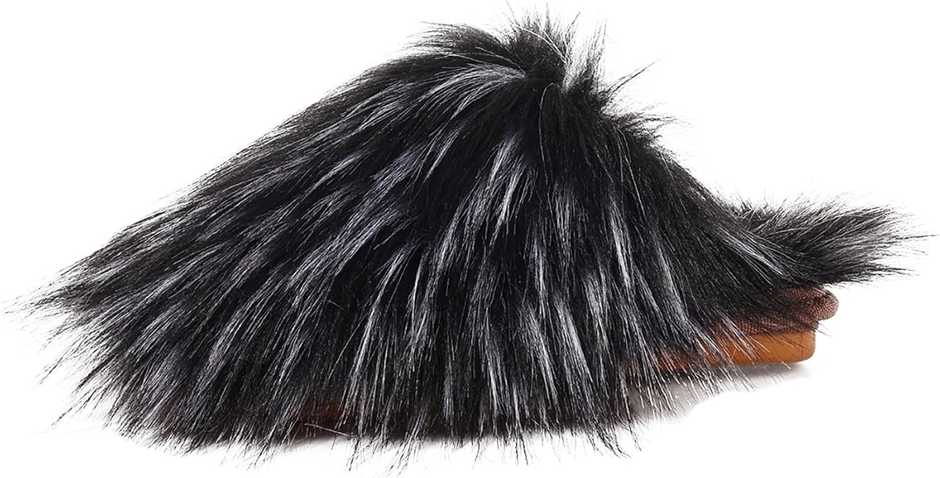 Women's Fluffy Faux Fur Slippers Furry Soft Plush Home Slippers Indoor Outdoor Non-Slip Slippers