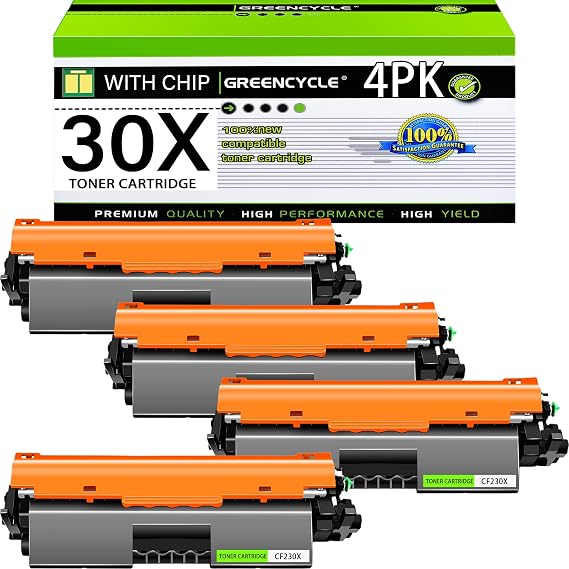 greencycle 30X CF230X Toner Cartridge Black 4 Pack Compatible for HP M203dw