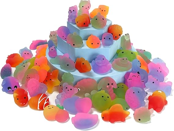 50Pack(Random Delivery) Gradient Color Series Mochi Squishy Birthday ,Party Favors,Classroom prizes,Goody Bag Stuffers