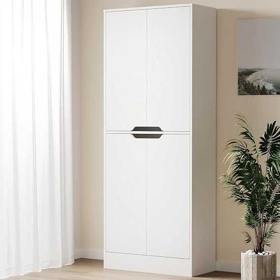 Housoul 71" Tall Kitchen Pantry Cabinet with 4 Doors, White